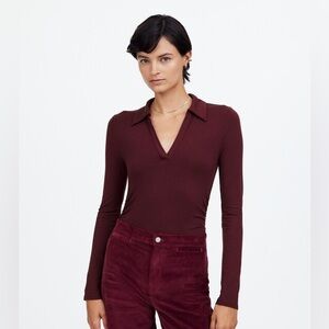 Madewell Side-Cinch Long Sleeve Polo Top